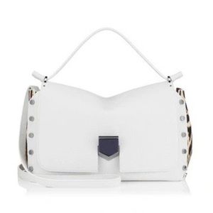 Jimmy Choo Lockett leather bag in Optic White and Snow Leopard